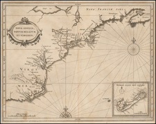 New England, New York State, Mid-Atlantic, Southeast and Bermuda Map By Joannes De Laet