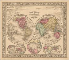 World Map By Samuel Augustus Mitchell Jr.