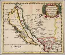 Southwest, Mexico, Baja California and California Map By Nicolas Sanson