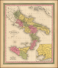Italy, Southern Italy and Balearic Islands Map By Samuel Augustus Mitchell