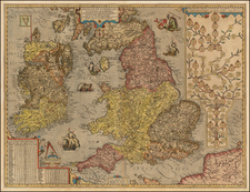 British Isles Map By Abraham Ortelius / Johannes Baptista Vrients