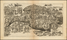 Holy Land, Comic & Anthropomorphic and Curiosities Map By Johannes Buno