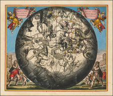 Western Hemisphere, Southern Hemisphere and Celestial Maps Map By Andreas Cellarius