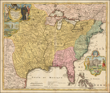 United States, South, Southeast, Texas, Midwest, Plains and Southwest Map By Johann Baptist Homann