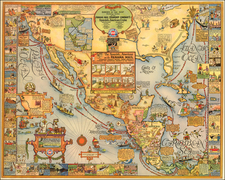 United States, Florida, North America, Mexico, Baja California, Caribbean, Central America and California Map By Harrison Godwin