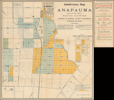 Subdivision Map of Anapauma Showing the Fruit Lands of David Hewes Located in Orange County, California   By David Hewes