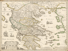 Greece Map By Melchior Tavernier / Pierre Mariette / Nicolas Sanson