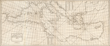 Mediterranean Map By John Senex / Edmond Halley / Nathaniel Cutler