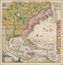 United States, North America and Canada Map By Henry Popple