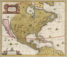 North America and California as an Island Map By Henricus Hondius / Jan Jansson