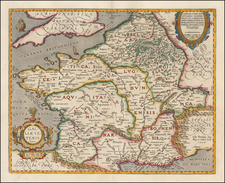 Switzerland, France and Italy Map By Abraham Ortelius