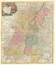 Europe, Switzerland, France and Germany Map By Johann Baptist Homann