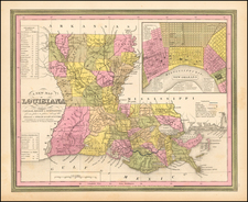 Louisiana Map By Samuel Augustus Mitchell