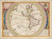 Western Hemisphere, North America, South America, Pacific and America Map By Vincenzo Maria Coronelli