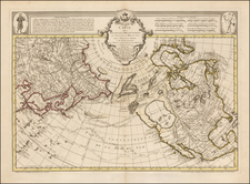 Alaska, North America, China, Japan, Pacific, Russia in Asia and Canada Map By Philippe Buache / Joseph Nicholas De  L'Isle