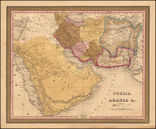 Central Asia & Caucasus, Middle East and Persia & Iraq Map By Samuel Augustus Mitchell