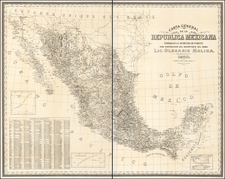 Texas, Southwest, Mexico and Baja California Map By Olegario Molina