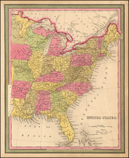 United States Map By Samuel Augustus Mitchell