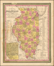 A New Map of Illinois with its Canals, Roads, Distances from Place to Place, along the Stage & Steam Boat Routes By Samuel Augustus Mitchell
