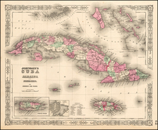 Caribbean and Cuba Map By Alvin Jewett Johnson  &  Ross C. Browning