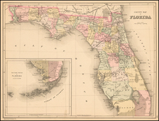 Florida Map By Samuel Augustus Mitchell Jr.