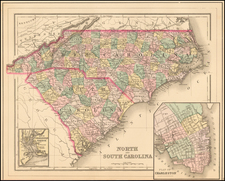 Southeast, North Carolina and South Carolina Map By Samuel Augustus Mitchell Jr.