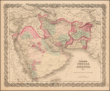 Central Asia & Caucasus and Middle East Map By Joseph Hutchins Colton