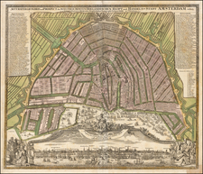 Netherlands and Amsterdam Map By Johann Baptist Homann