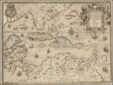 South, Southeast, Caribbean and South America Map By Theodor De Bry / Girolamo Benzoni