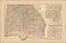 Alabama and Georgia Map By Asher  &  Adams