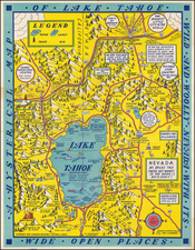 Nevada and California Map By Lindgren Brothers