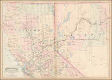 Nevada and California Map By Asher  &  Adams