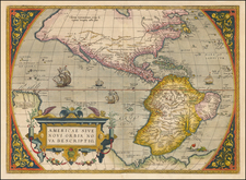 Western Hemisphere, South America and America Map By Abraham Ortelius