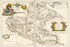 United States, Texas, Midwest, Southwest, North America and California as an Island Map By Vincenzo Maria Coronelli