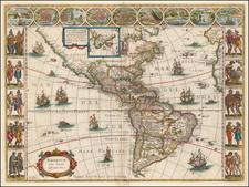 North America, South America and America Map By Willem Janszoon Blaeu