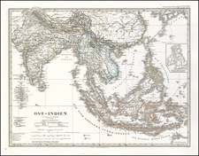 India, Southeast Asia and Philippines Map By Adolf Stieler