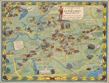 Massachusetts, Pictorial Maps and American Revolution Map By Alva Scott Garfield