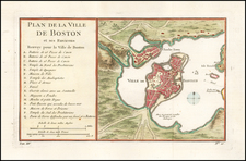 Boston Map By Jacques Nicolas Bellin