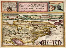 World, Polar Maps, United States and North America Map By Cornelis de Jode