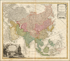 Asia and Asia Map By Homann Heirs / Johann Matthaus Haas