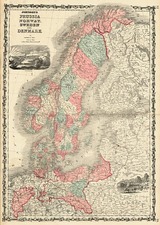 Europe, Scandinavia and Germany Map By Benjamin P Ward  &  Alvin Jewett Johnson