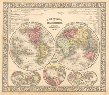 World Map By Samuel Augustus Mitchell Jr.