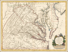 Mid-Atlantic, Maryland and Virginia Map By Gilles Robert de Vaugondy