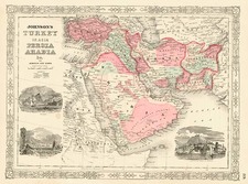 Asia, Middle East and Turkey & Asia Minor Map By Benjamin P Ward  &  Alvin Jewett Johnson