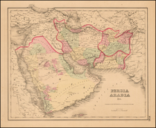 Middle East, Arabian Peninsula and Persia & Iraq Map By Joseph Hutchins Colton