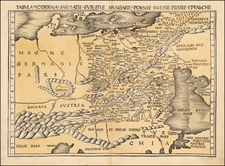 Austria, Poland, Russia, Ukraine, Hungary, Romania, Czech Republic & Slovakia, Baltic Countries and Balkans Map By Martin Waldseemüller