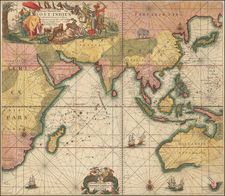 Indian Ocean, India, Southeast Asia, Philippines, Middle East and Australia Map By Johannes Van Keulen