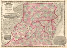 Mid-Atlantic, Southeast and Virginia Map By Alvin Jewett Johnson  &  Ross C. Browning