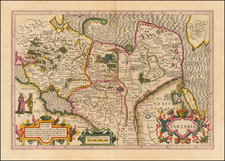 Alaska, China, Korea, Central Asia & Caucasus and Russia in Asia Map By Jodocus Hondius