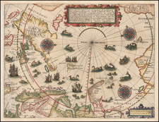 Northern Hemisphere, Polar Maps, Russia, Baltic Countries, Scandinavia, Iceland and Russia in Asia Map By Theodor De Bry